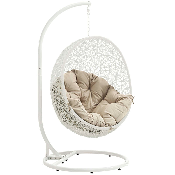 Hide Outdoor Patio Swing Chair With Stand 2273-WHI-BEI