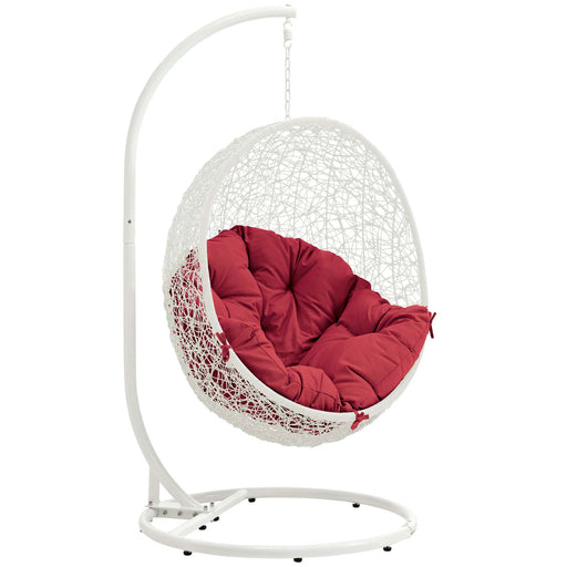 Hide Outdoor Patio Swing Chair With Stand 2273-WHI-RED