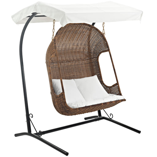 Vantage Outdoor Patio Swing Chair With Stand 2278-BRN-WHI-SET