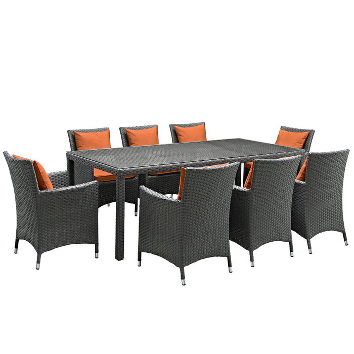 Sojourn 9 Piece Outdoor Patio Sunbrella® Dining Set 2309-CHC-TUS-SET