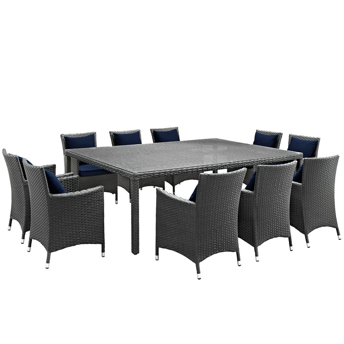 Sojourn 11 Piece Outdoor Patio Sunbrella® Dining Set 2311-CHC-NAV-SET