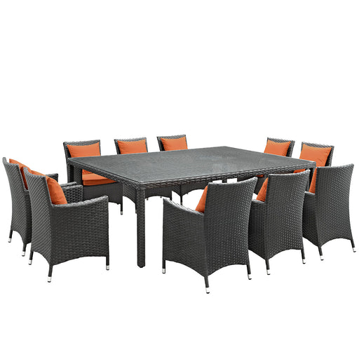 Sojourn 11 Piece Outdoor Patio Sunbrella® Dining Set 2311-CHC-TUS-SET