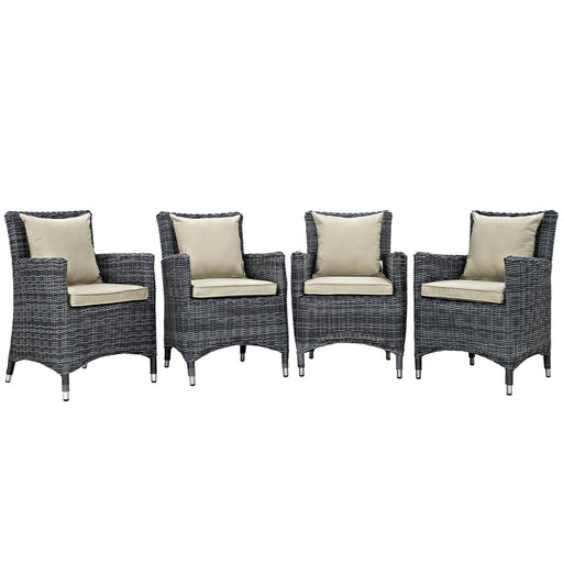 Summon 4 Piece Outdoor Patio Sunbrella® Dining Set 2314-GRY-BEI-SET