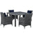 Summon 5 Piece Outdoor Patio Sunbrella® Dining Set 2316-GRY-NAV-SET