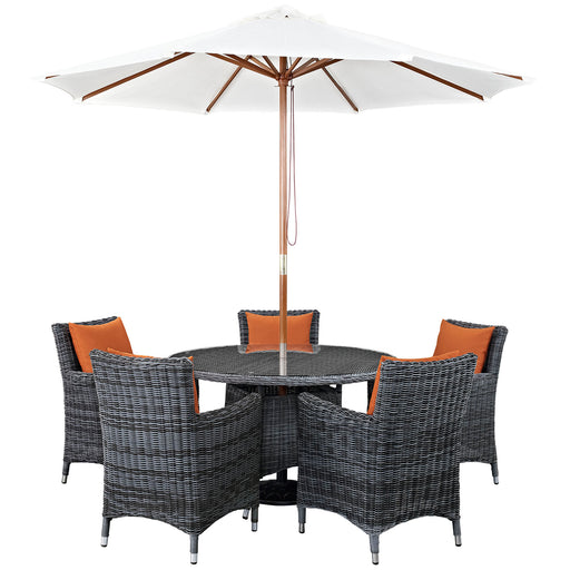 Summon 7 Piece Outdoor Patio Sunbrella® Dining Set 2328-GRY-TUS-SET