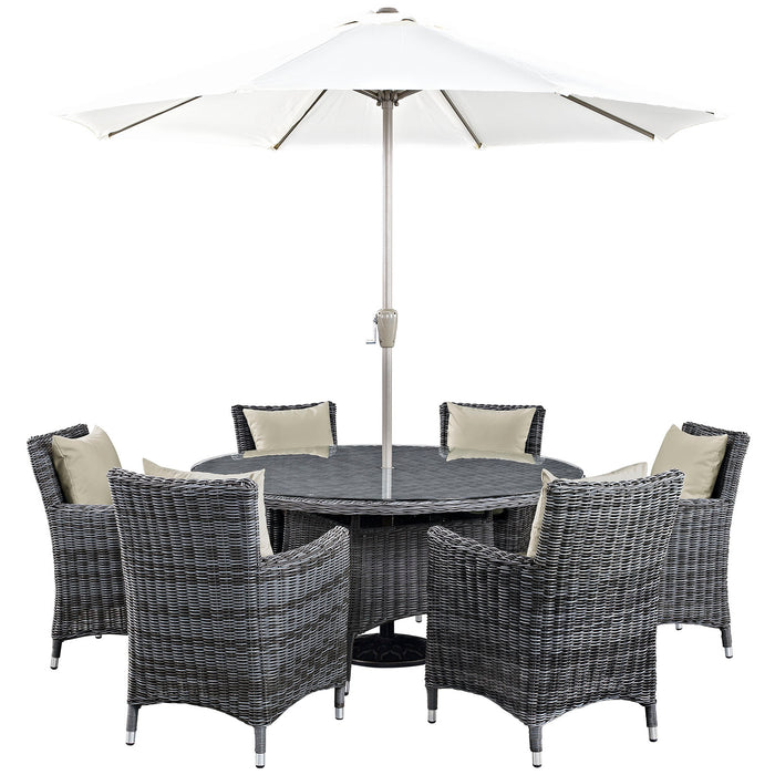 Summon 8 Piece Outdoor Patio Sunbrella® Dining Set 2329-GRY-BEI-SET