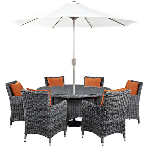 Summon 8 Piece Outdoor Patio Sunbrella® Dining Set 2329-GRY-TUS-SET