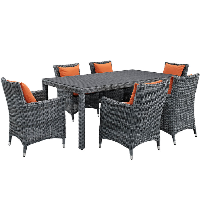 Summon 7 Piece Outdoor Patio Sunbrella® Dining Set 2330-GRY-TUS-SET