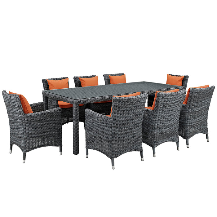 Summon 9 Piece Outdoor Patio Sunbrella® Dining Set 2331-GRY-TUS-SET