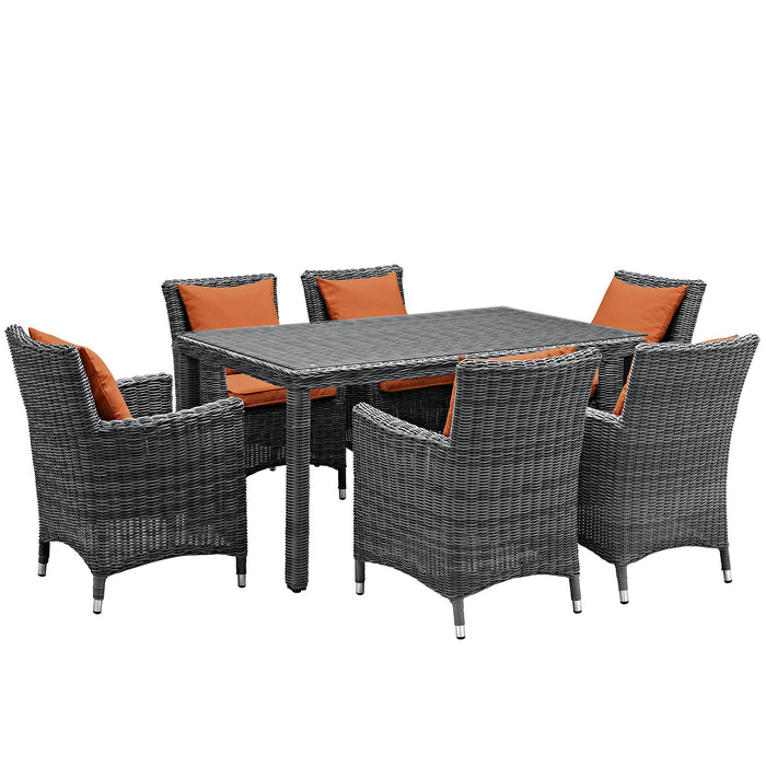 Summon 7 Piece Outdoor Patio Sunbrella® Dining Set 2334-GRY-TUS-SET