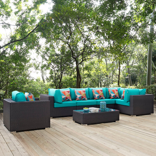 Convene 7 Piece Outdoor Patio Sectional Set 2350-EXP-TRQ-SET