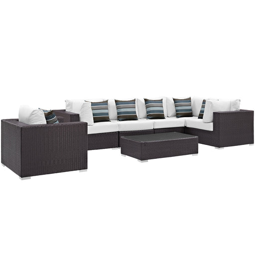 Convene 7 Piece Outdoor Patio Sectional Set 2350-EXP-WHI-SET