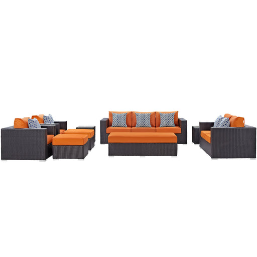 Convene 9 Piece Outdoor Patio Sofa Set 2354-EXP-ORA-SET