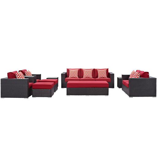 Convene 9 Piece Outdoor Patio Sofa Set 2354-EXP-RED-SET