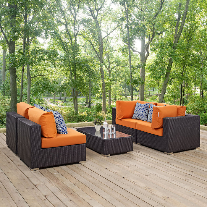 Convene 5 Piece Outdoor Patio Sectional Set 2356-EXP-ORA-SET