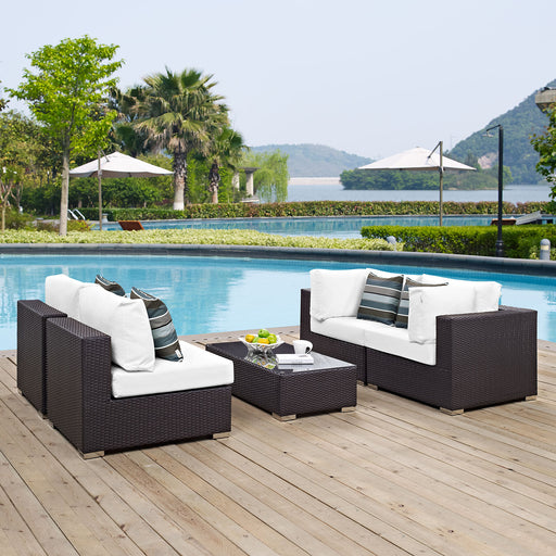 Convene 5 Piece Outdoor Patio Sectional Set 2356-EXP-WHI-SET