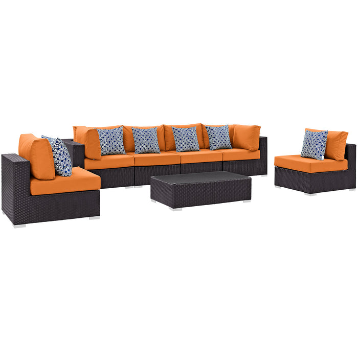 Convene 7 Piece Outdoor Patio Sectional Set 2357-EXP-ORA-SET