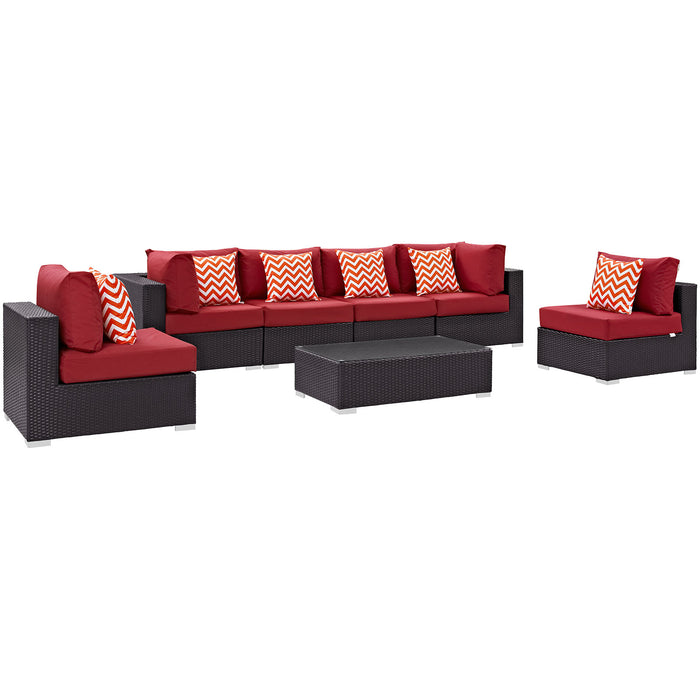 Convene 7 Piece Outdoor Patio Sectional Set 2357-EXP-RED-SET