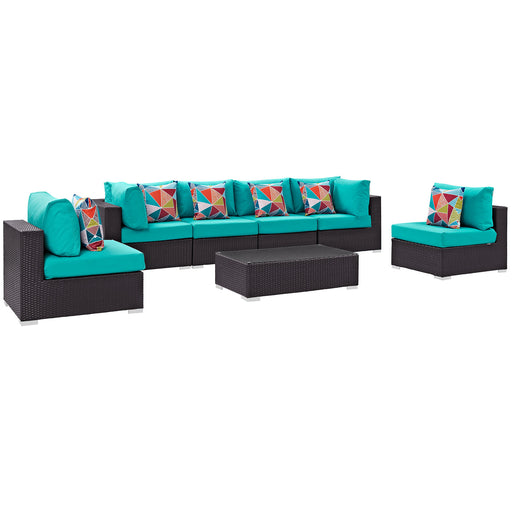 Convene 7 Piece Outdoor Patio Sectional Set 2357-EXP-TRQ-SET