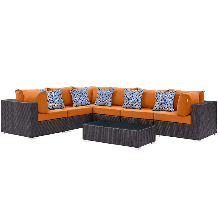 Convene 7 Piece Outdoor Patio Sectional Set 2361-EXP-ORA-SET