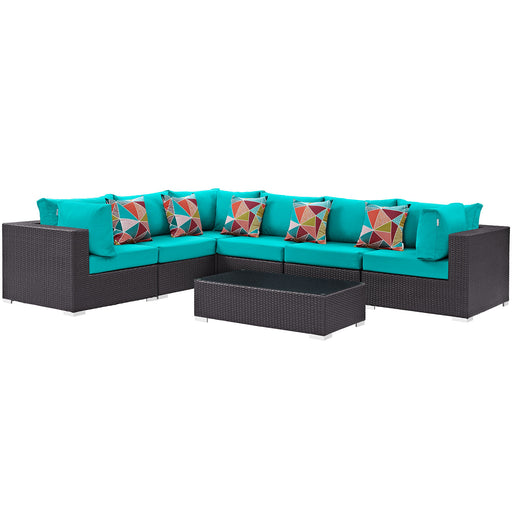 Convene 7 Piece Outdoor Patio Sectional Set 2361-EXP-TRQ-SET