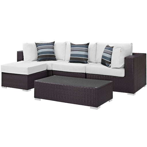 Convene 5 Piece Outdoor Patio Sectional Set 2362-EXP-WHI-SET