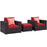 Convene 3 Piece Outdoor Patio Sofa Set 2363-EXP-RED-SET