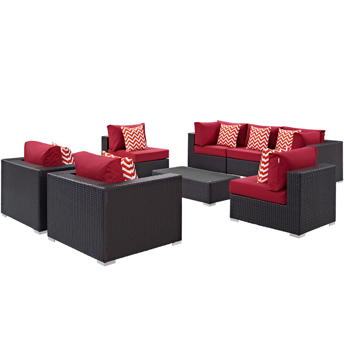 Convene 8 Piece Outdoor Patio Sectional Set 2368-EXP-RED-SET