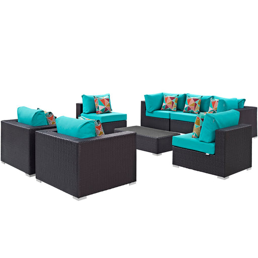 Convene 8 Piece Outdoor Patio Sectional Set 2368-EXP-TRQ-SET