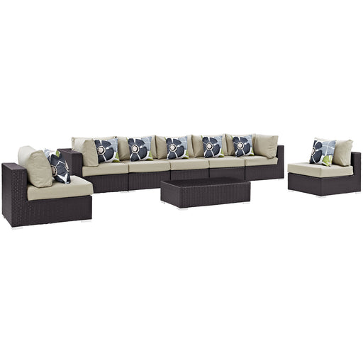 Convene 8 Piece Outdoor Patio Sectional Set 2370-EXP-BEI-SET