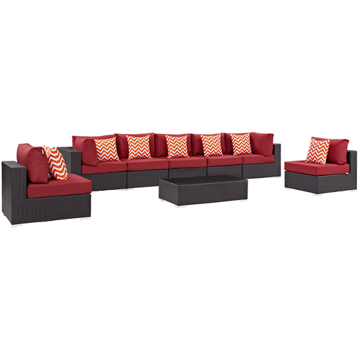 Convene 8 Piece Outdoor Patio Sectional Set 2370-EXP-RED-SET