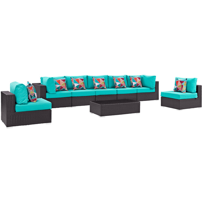 Convene 8 Piece Outdoor Patio Sectional Set 2370-EXP-TRQ-SET