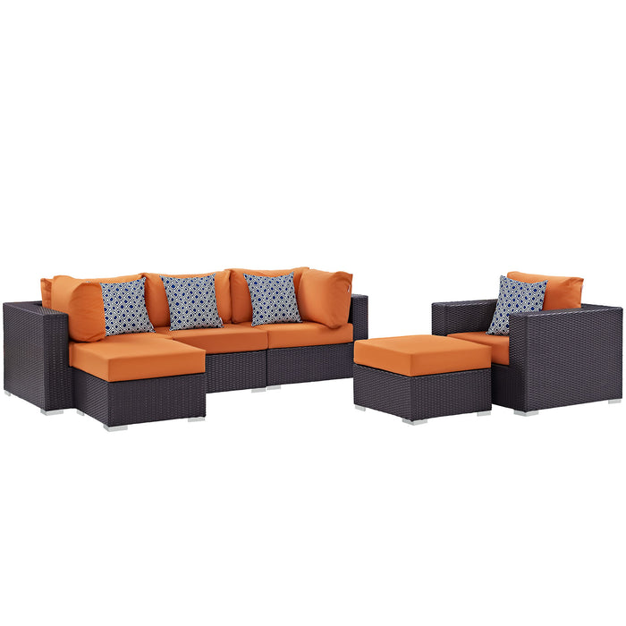 Convene 6 Piece Outdoor Patio Sectional Set 2372-EXP-ORA-SET