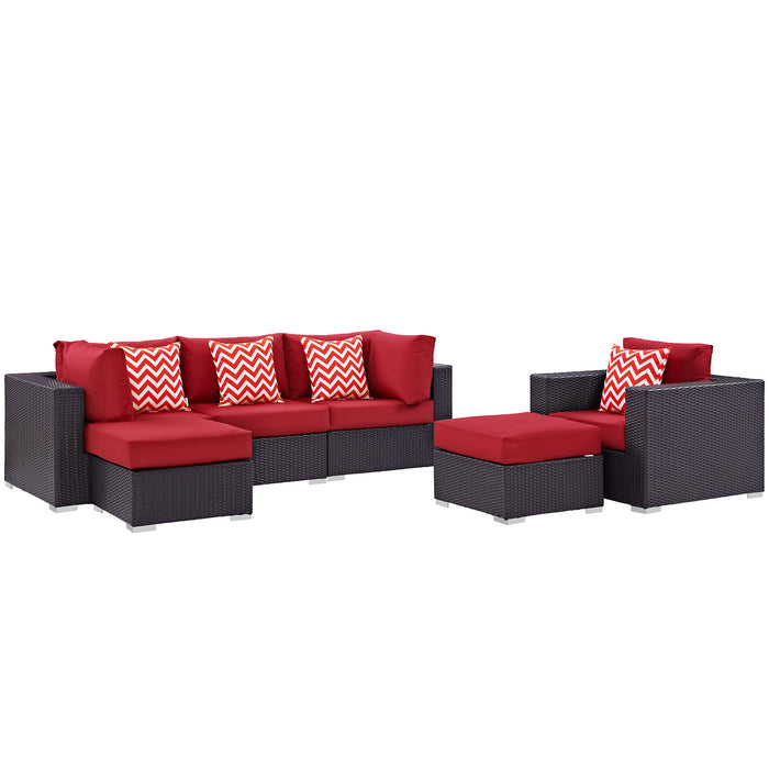 Convene 6 Piece Outdoor Patio Sectional Set 2372-EXP-RED-SET