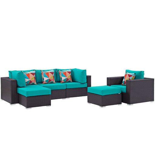 Convene 6 Piece Outdoor Patio Sectional Set 2372-EXP-TRQ-SET