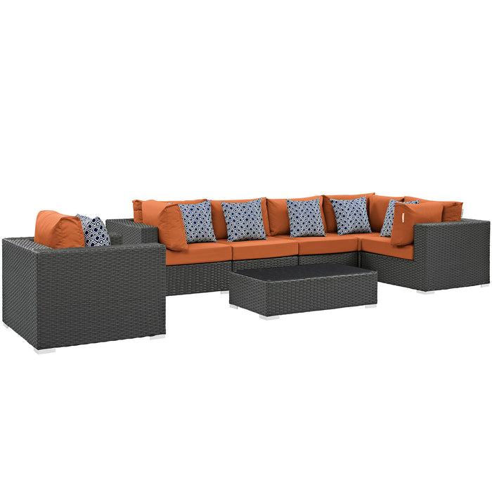 Sojourn 7 Piece Outdoor Patio Sunbrella® Sectional Set 2374-CHC-TUS-SET