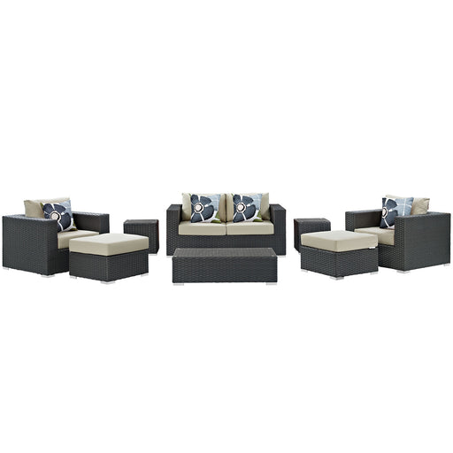 Sojourn 8 Piece Outdoor Patio Sunbrella® Sectional Set 2376-CHC-BEI-SET