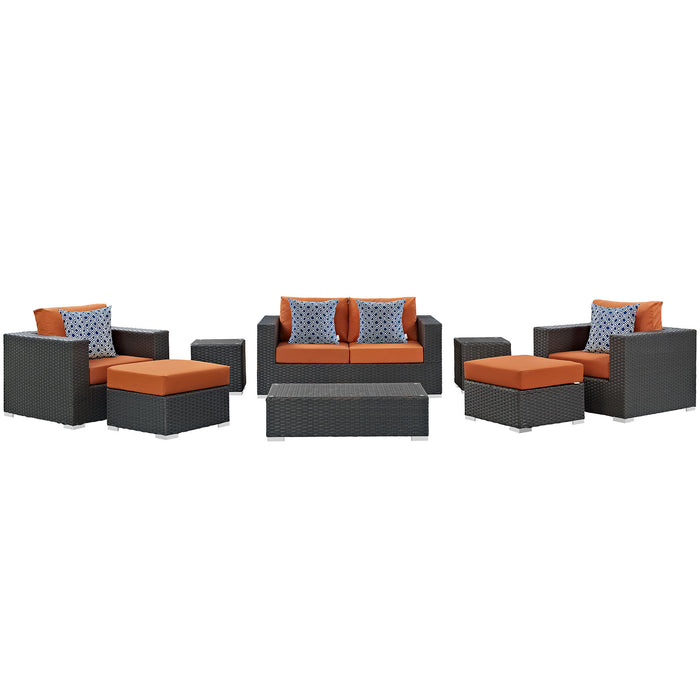 Sojourn 8 Piece Outdoor Patio Sunbrella® Sectional Set 2376-CHC-TUS-SET