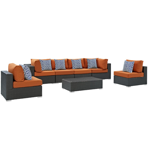 Sojourn 7 Piece Outdoor Patio Sunbrella® Sectional Set 2379-CHC-TUS-SET