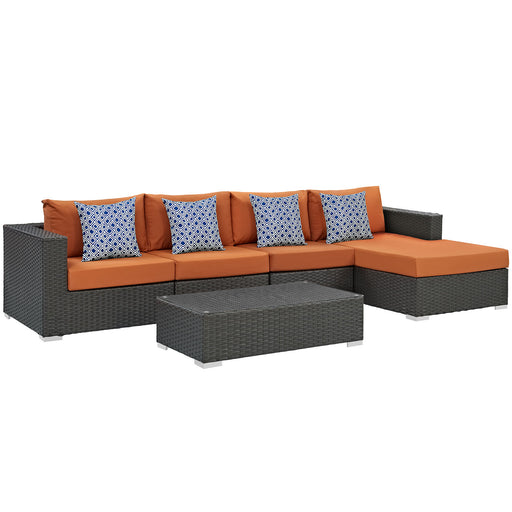 Sojourn 5 Piece Outdoor Patio Sunbrella® Sectional Set 2382-CHC-TUS-SET