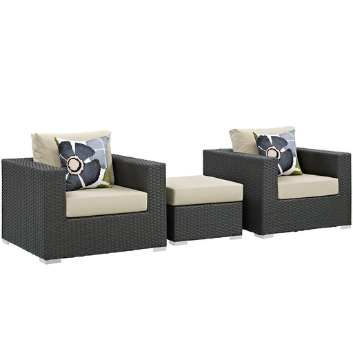 Sojourn 3 Piece Outdoor Patio Sunbrella® Sectional Set 2386-CHC-BEI-SET