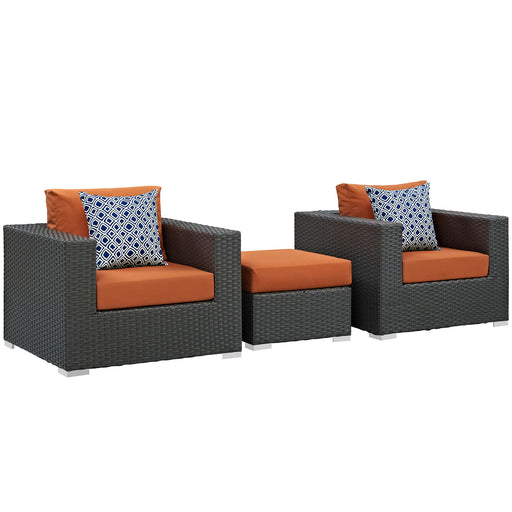 Sojourn 3 Piece Outdoor Patio Sunbrella® Sectional Set 2386-CHC-TUS-SET