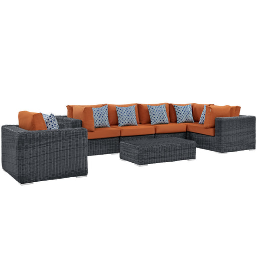 Summon 7 Piece Outdoor Patio Sunbrella® Sectional Set 2387-GRY-TUS-SET