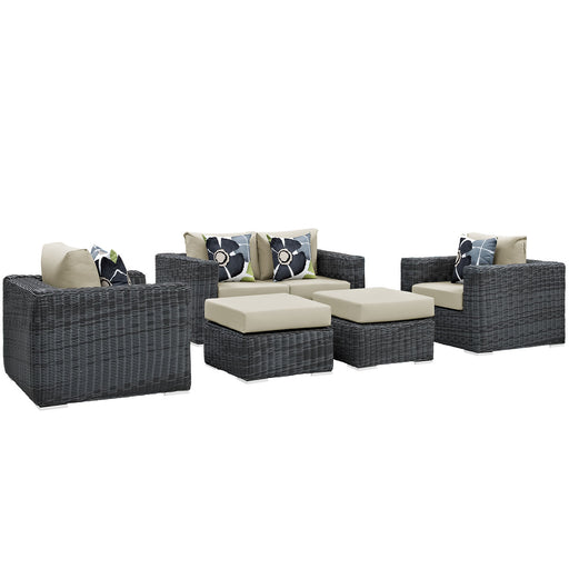 Summon 5 Piece Outdoor Patio Sunbrella® Sectional Set 2388-GRY-BEI-SET