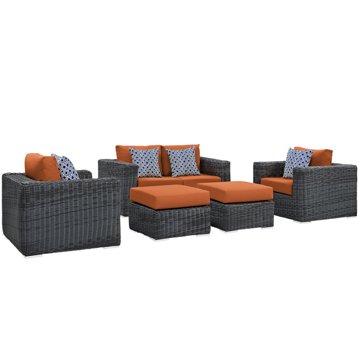 Summon 5 Piece Outdoor Patio Sunbrella® Sectional Set 2388-GRY-TUS-SET