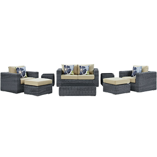 Summon 8 Piece Outdoor Patio Sunbrella® Sectional Set 2389-GRY-BEI-SET