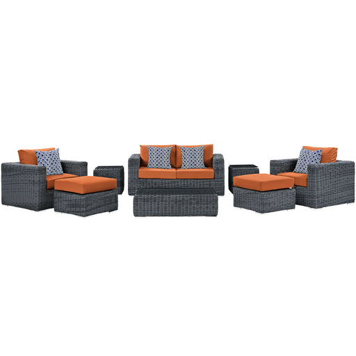 Summon 8 Piece Outdoor Patio Sunbrella® Sectional Set 2389-GRY-TUS-SET