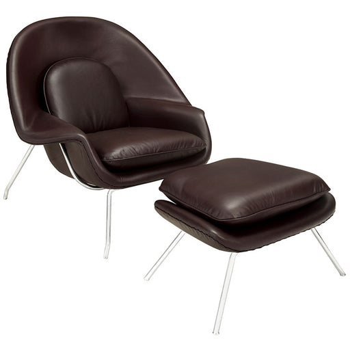 W Leather Lounge Chair 239-DBR