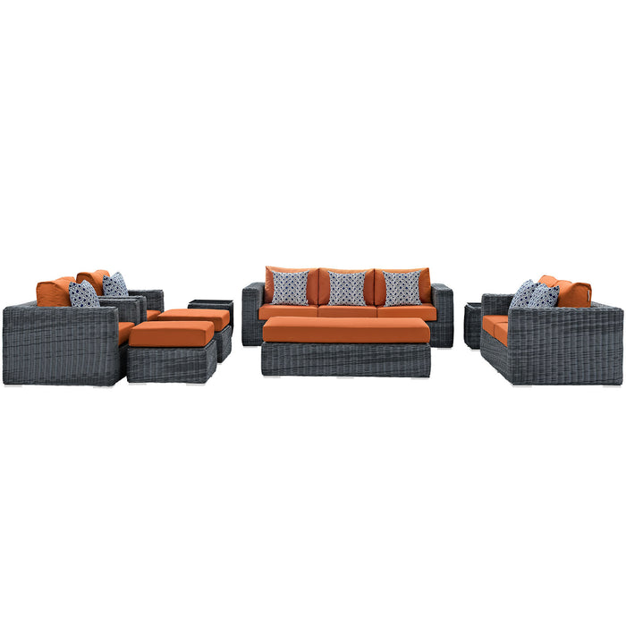 Summon 9 Piece Outdoor Patio Sunbrella® Sectional Set 2390-GRY-TUS-SET