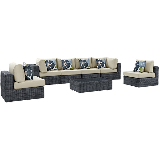 Summon 7 Piece Outdoor Patio Sunbrella® Sectional Set 2392-GRY-BEI-SET